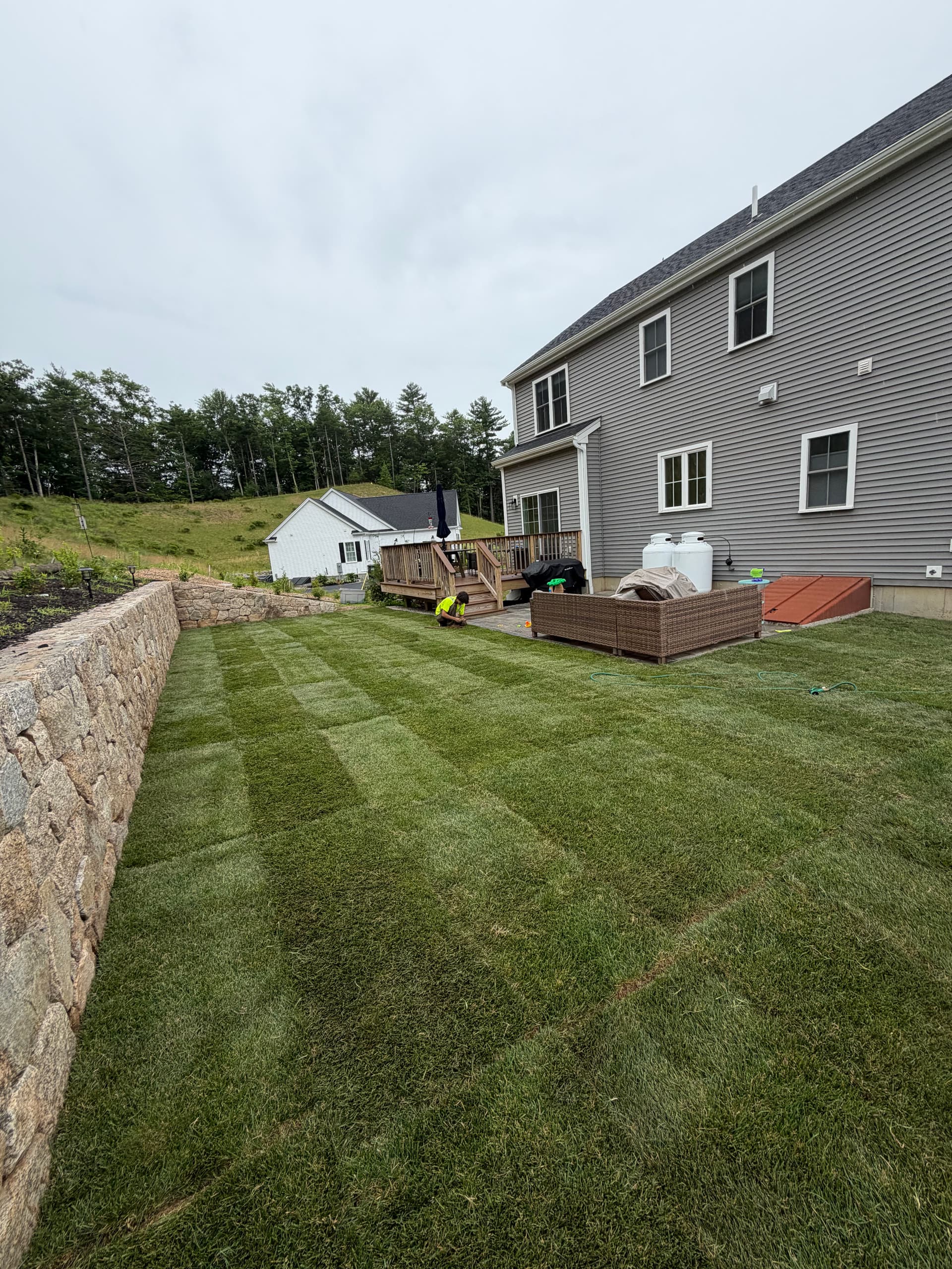 Gallery photos for Backyard Sod Install and Retaining Wall in Douglas MA: Image #2