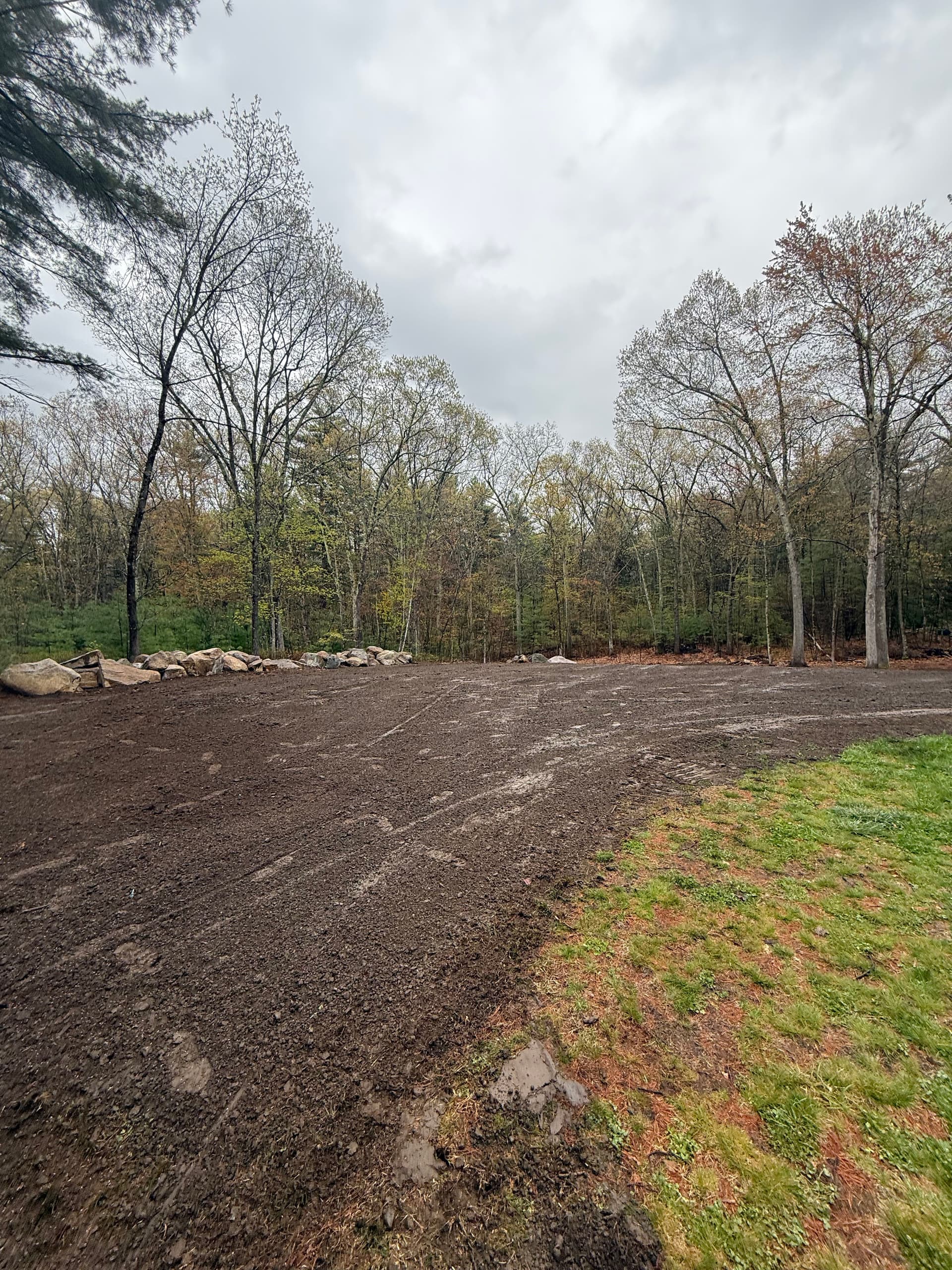 Gallery photos for Yard Expansion with Land Clearing, Grading and Stone Wall in Uxbridge: Image #5