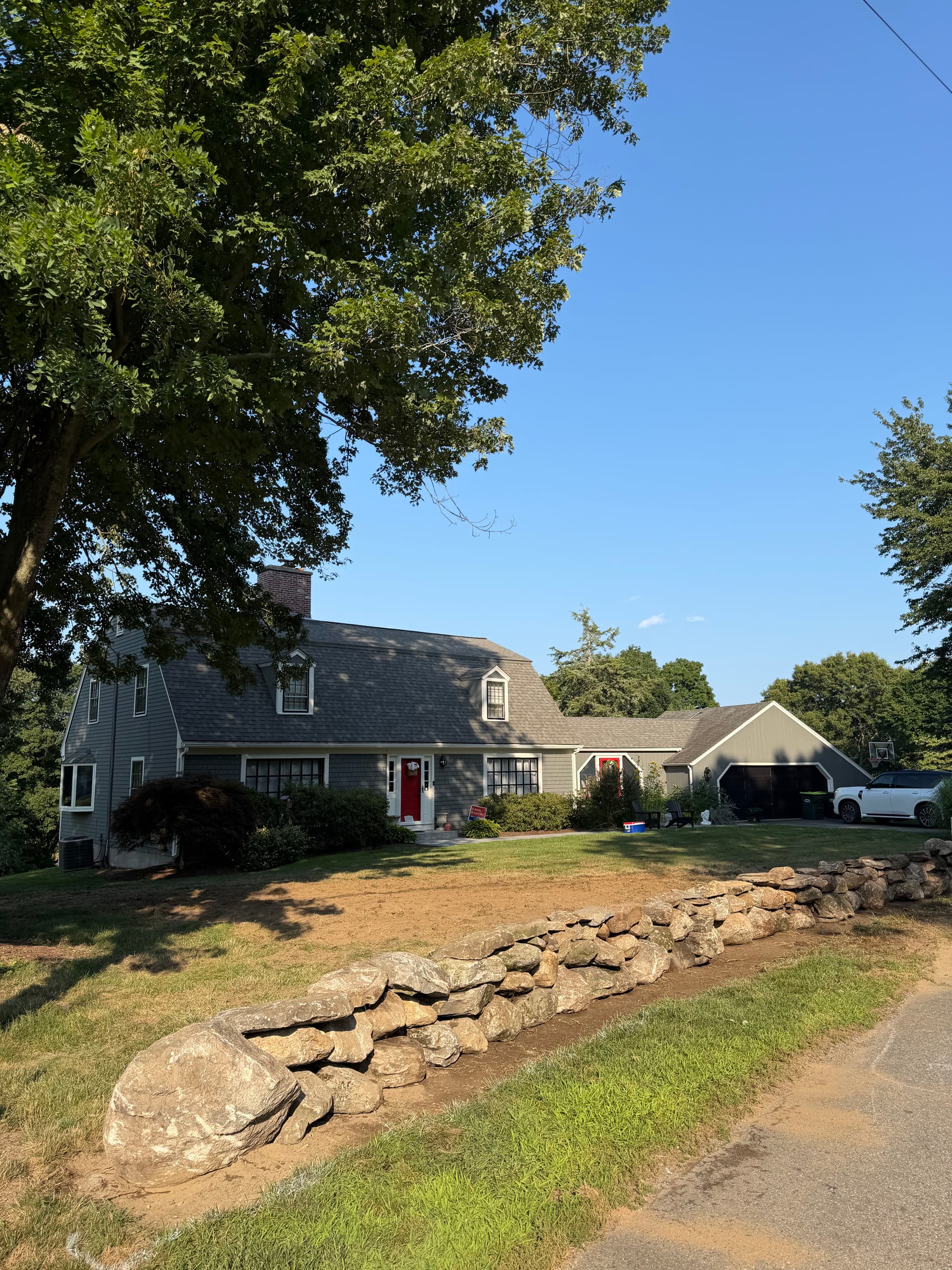 Gallery photos for Stone Wall Construction Along a Roadside Edge in Southborough: Image #2