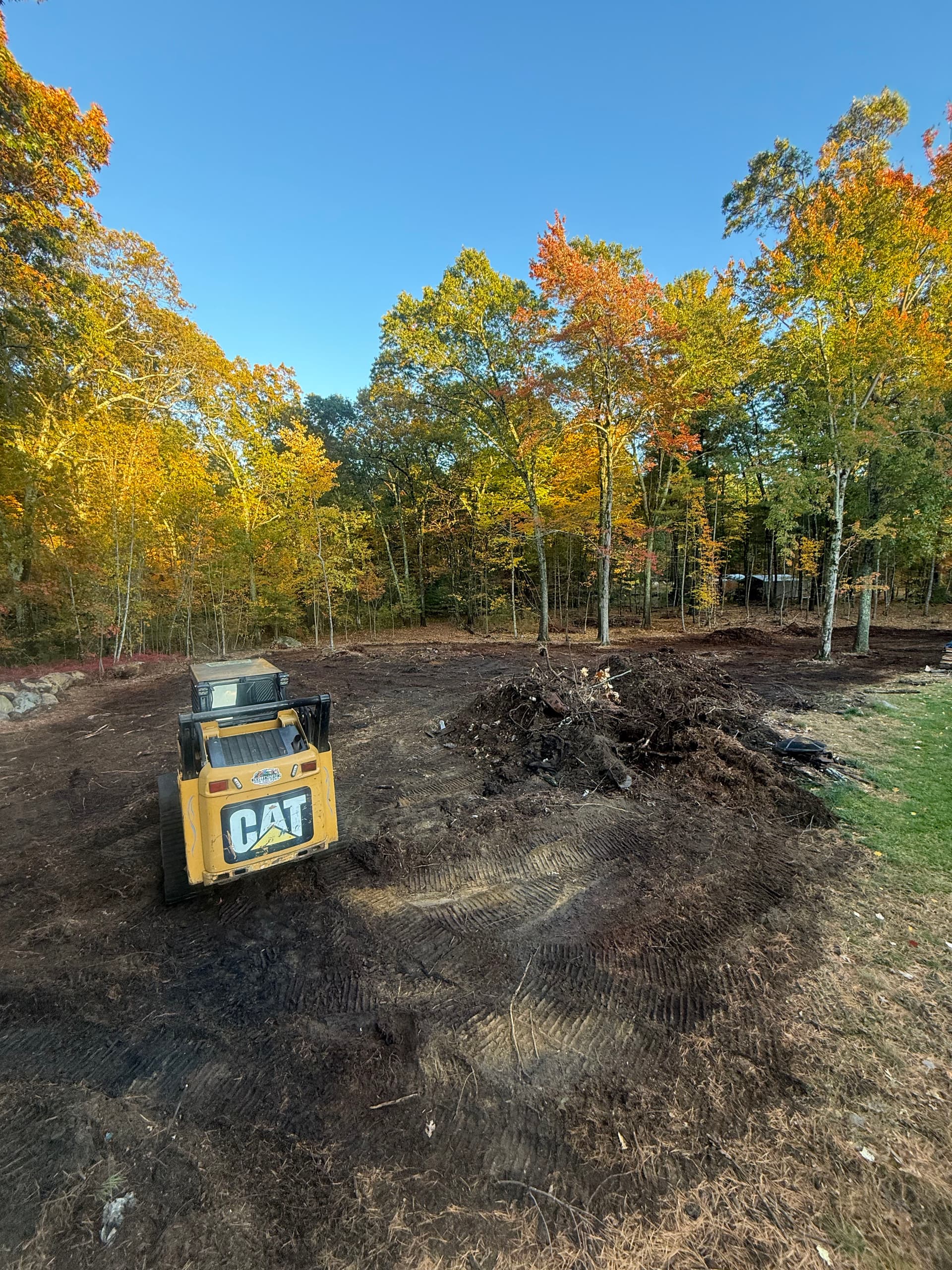 Gallery photos for Yard Expansion with Land Clearing, Grading and Stone Wall in Uxbridge: Image #1