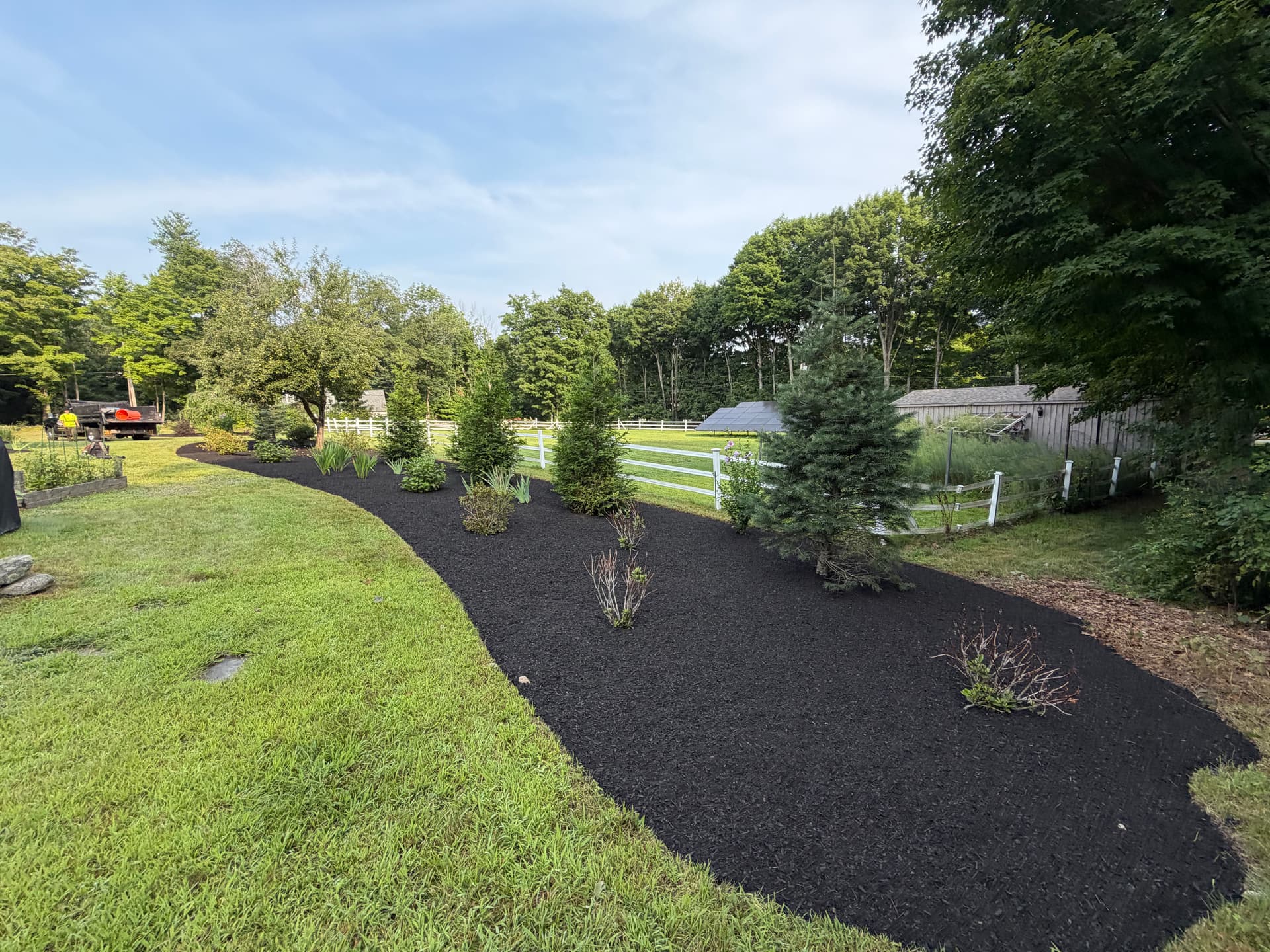 20 Yards of Black Mulch Laid Across a Sutton MA Property image